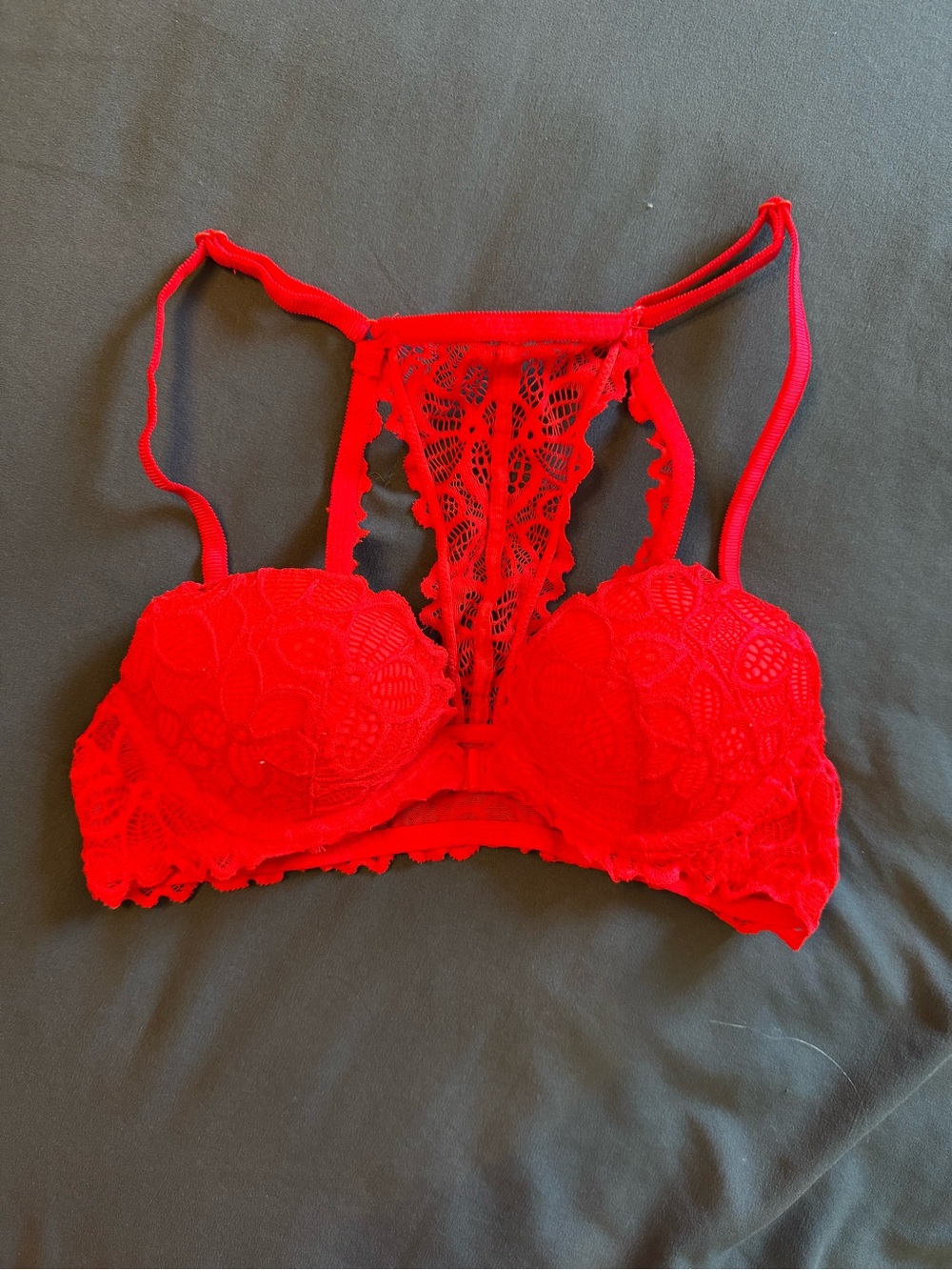 PINK Victoria's Secret Red Lace Racerback Bralette